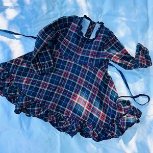 Sweet Honey Navy Tartan Ruffle Dress EUC
